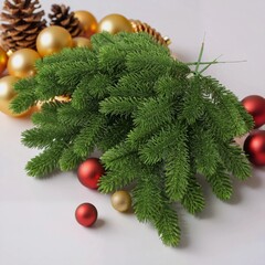 №2 Еловая ветка искусственная, реалистичная, 23 лапки, декор зимний, рождественский, ветка 44 см, набор 3 ветки.