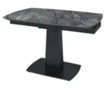 Стол "ВЕГА" 120-180, керамика Bonix Grey глянцевая, опоры черный муар