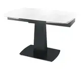 Стол "ВЕГА" 120-180, керамика Snow mountine stone глянцевая, опоры черный муар
