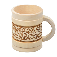 Кружка деревянная точёная 0,5 л, «Бочонок»