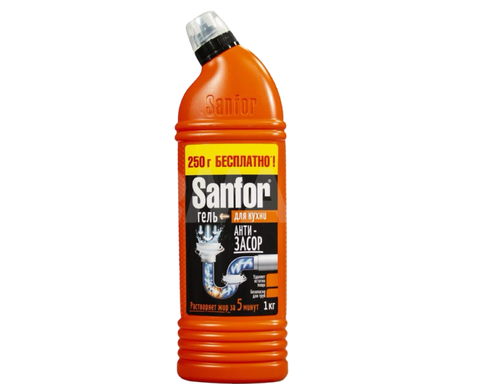 Средство Санфор для прочистки труб на кухне 750г, шт