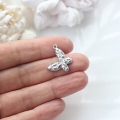 Подвеска Бабочка фактурная, 19*12 мм, родий П824