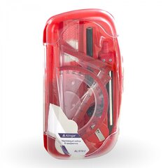 
          Готовальня Alingar, 8 предметов, металлический циркуль 116 мм, с карандашом, пластиковый футляр, цвет красный