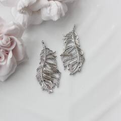 Подвеска с Перо, 42*20 мм, родий, П1001