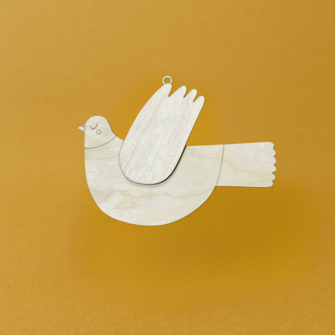 Птичка с накладными крыльями №6, 14см фанера