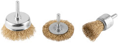 Корщетки (крацовки) со штифтом, набор 3 шт (колесо 50мм/ чашка 50мм/ венчик 25мм), 38561М