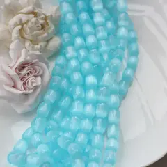 Селенит бусины, бочонок, голубой, 12*9 мм, 1 нить, К016