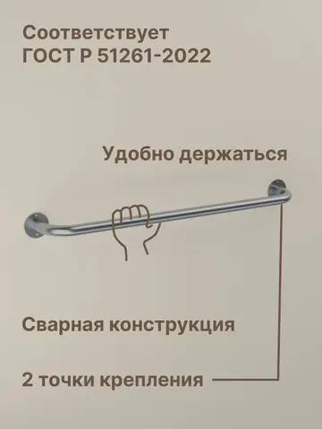 Настенный поручень из нержавеющей стали, 90 см