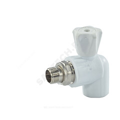 Кран шаровой PP-R белый Дн 20х1/2" НР угловой для радиатора VALFEX 10148020