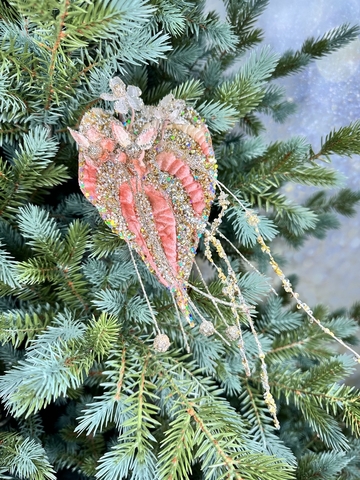 Веточка с цветком 71см ChristmasDeLuxe premium collection персиковая