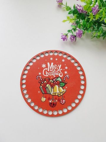 Wooden circle 15 cm, drawing Merry Christmas