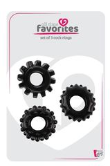 Набор из 3 черных эрекционных колец SET OF 3 COCKRINGS - 