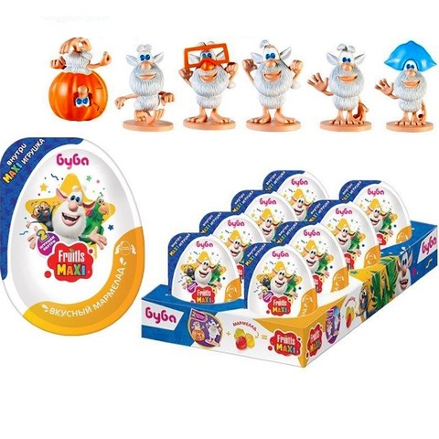 FRUITLS MAXI БУБА Мармелад в пластиковом яйце с игрушкой 1кор*6бл*8шт, 10г.