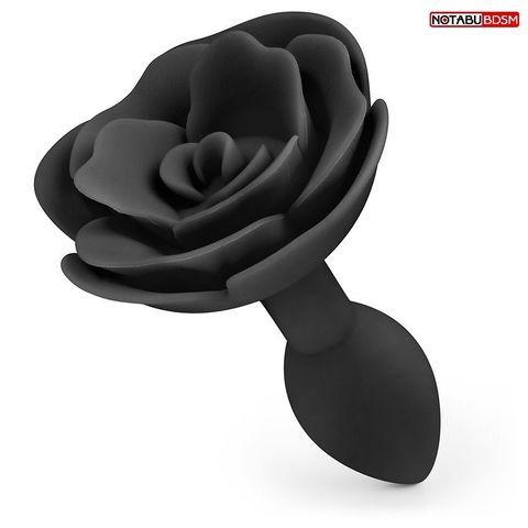 Черная гладкая анальная втулка-роза - Notabu NOTABU NTB-80671
