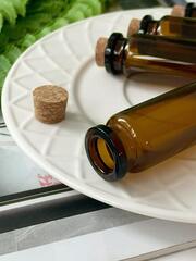 Баночки-бутылочки прозрачные, темное стекло, 15 мл, 7*2,2*2,2 см, набор 5 штук