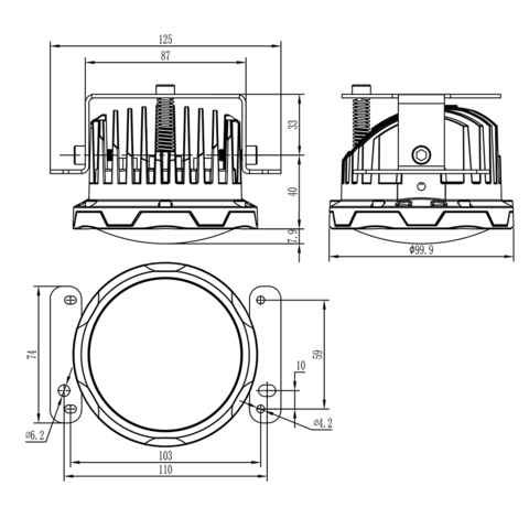 Кронштейны фар  X ALO-R4T3 под врезную установку flushmount bracket for 4inch round light  фото-4