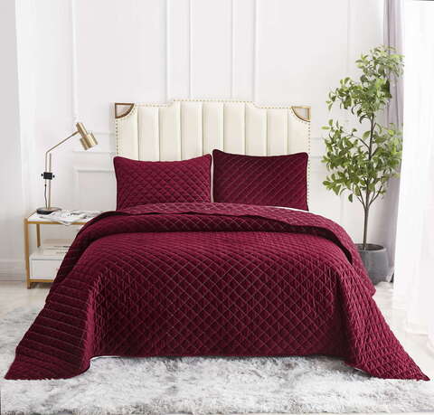 Покрывало 240x260 и 2 наволочки 50х70 Sofi De MarkO Мартин бордовое