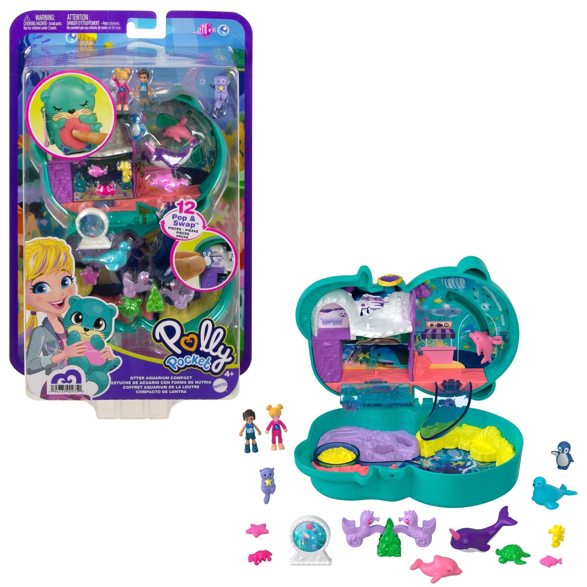 Фигурки Mattel Polly Pocket - Океанариум Выдра, компактный набор с куклами  и аксессуарами HCG16 купить в Москве | Доставка по России.