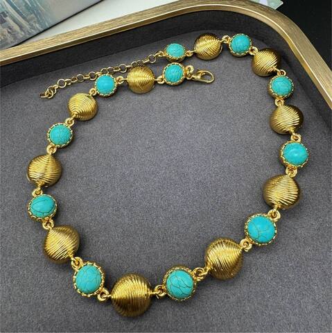 84521 - Колье Ракушки в стиле Schiaparelli с голубыми вставками под бирюзу