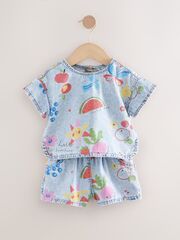 Футболка джинсовая и шорты джинсовые в комплекте для девочки Next E79-492, Голубой