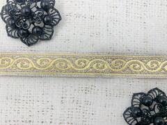 Тесьма жаккард, ш. 2 см, светлое золото с люрексом