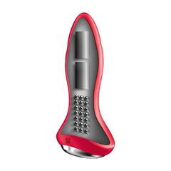Красная анальная пробка с вибрацией и массажем бусинами Rotator Plug 1+