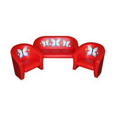 Комплект мягкой игровой мебели «Совенок с аппликацией» Бабочки красный