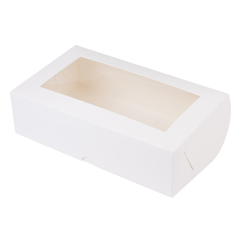Коробка под зефир 25*15*7 см Белая с окном