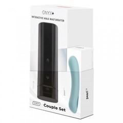 Комплект для пар KIIROO: интерактивный смарт мастурбатор Onyx+ и  вибратор Pearl 2+ (бирюзовый)