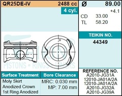 Поршень двигателя TEIKIN 44349 STD (4шт/упак)