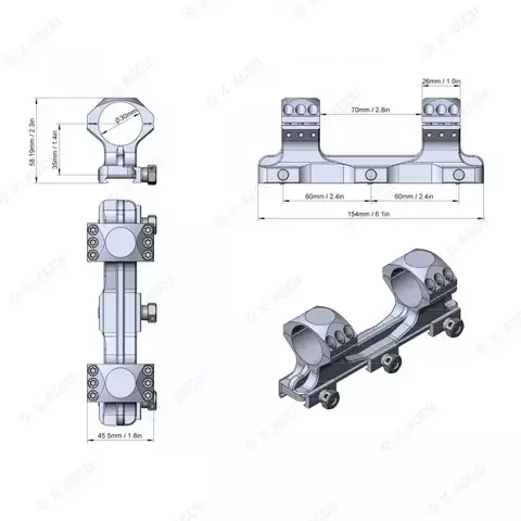 Крепление Vector Optics 30 mm X-ACCU ONE PIECE 20MOA HIGH PICATINNY MOUNT