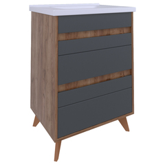 AVK2. Тумба напольная, 2 Ящика, 600, коллекция Ирма  с умывальником Como 60,  Дуб Крафт Золотой, Графит древесный