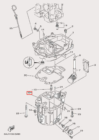 Поддон масляный для лодочного мотора F9,9 Sea-PRO