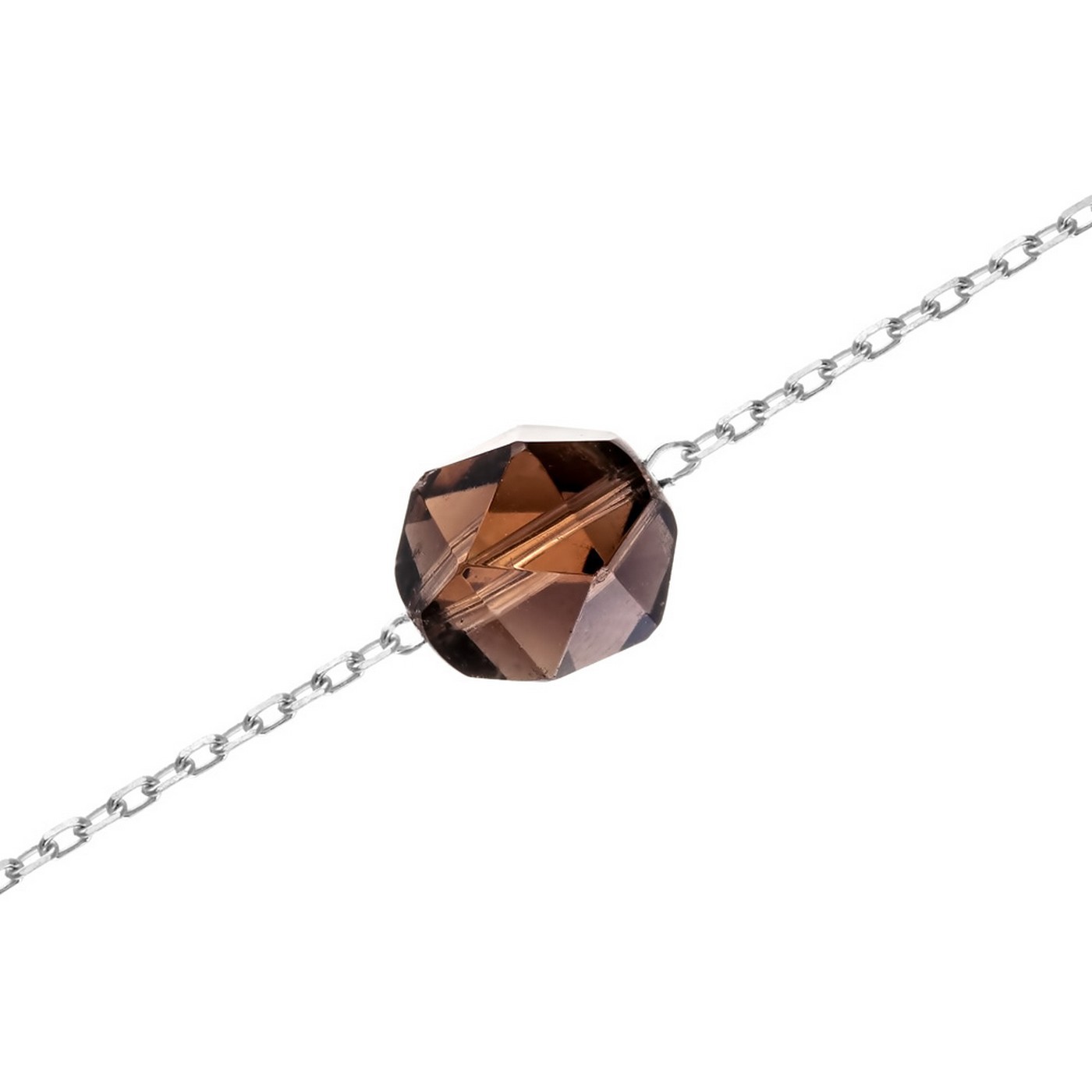 Серебряное колье  с коричневым жемчугом и раухтопазом