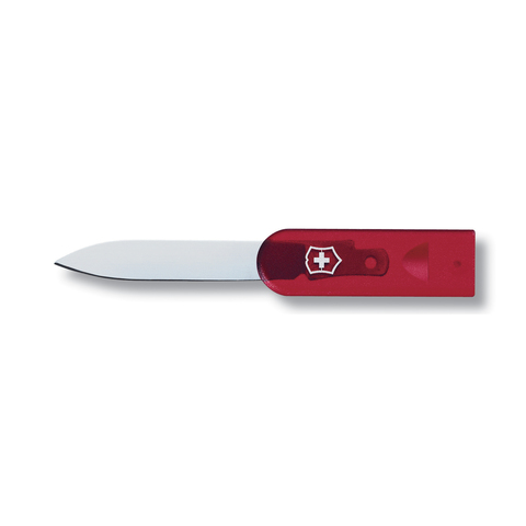 Нож для швейцарских карточек VICTORINOX, сталь / пластик, полупрозрачный красный