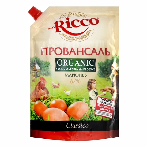 Майонез MR.RICCO Провансаль Organic 67% 800 мл ДП РОССИЯ