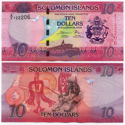 Банкнота Соломоновы Острова 10 долларов 2017 год A/2 722206. UNC