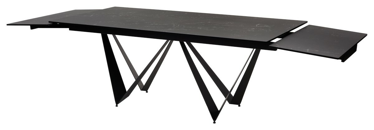 Стол RIETI 200 NERO KL-116 Черный мрамор матовый, итальянская керамика/ черный каркас, DISAUR