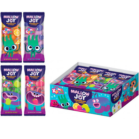 УМ И ХРУМ MALLOW JOY Маршмеллоу в глазури со вкусом апельсина, яблока, клубники, черники 1кор*20бл*30шт, 14гр