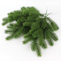 №2 Еловая ветка искусственная, реалистичная, 23 лапки, декор зимний, рождественский, ветка 44 см, набор 3 ветки.