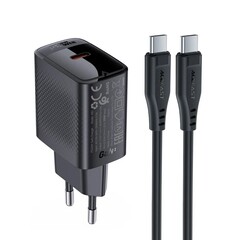 Сетевая зарядка ACEFAST A82 PD20W GaN single USB-C charger с зарядным кабелем USB-C- USB-C (EU), черный