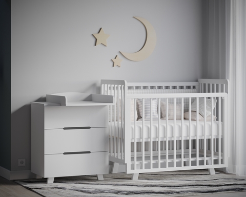 Кроватка для новорождённых Incanto ANNIKEN на ножках (в т.ч. приставная) цвет белый