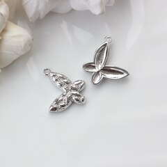 Подвеска Бабочка фактурная, 19*12 мм, родий П824