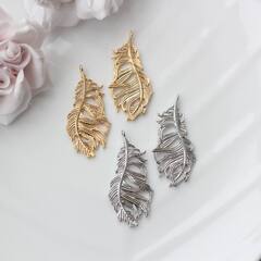 Подвеска с Перо, 42*20 мм, родий, П1001