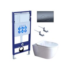 Aquatek SET Aquatek ПОЛАРИС-01-035 4в1 SET Aquatek ПОЛАРИС (рама Aquatek Standard INS-0000012+унитаз ПОЛАРИС AQ0700-01 с тонким сиденьем soft-close+ крепеж KKI-0000002 +панель KDI-0000035) фото
