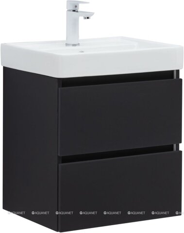 Aquanet 367324 Тумба с раковиной Вега 2.0 50 (Ирис T) 2 ящ. цв. черный (367324)