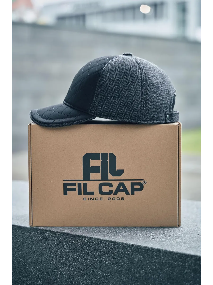 Кепка утепленная с ушками драповая с плащевой вставкой