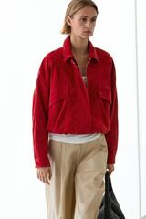 Massimo Dutti Замшевый бомбер с карманами, красный