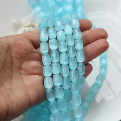 Селенит бусины, бочонок, голубой, 12*9 мм, 1 нить, К016