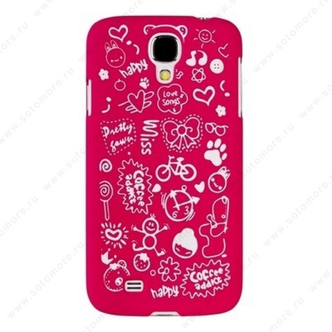 Накладка для Samsung Galaxy S4 i9500/ i9505 цветная с рисунками розовая